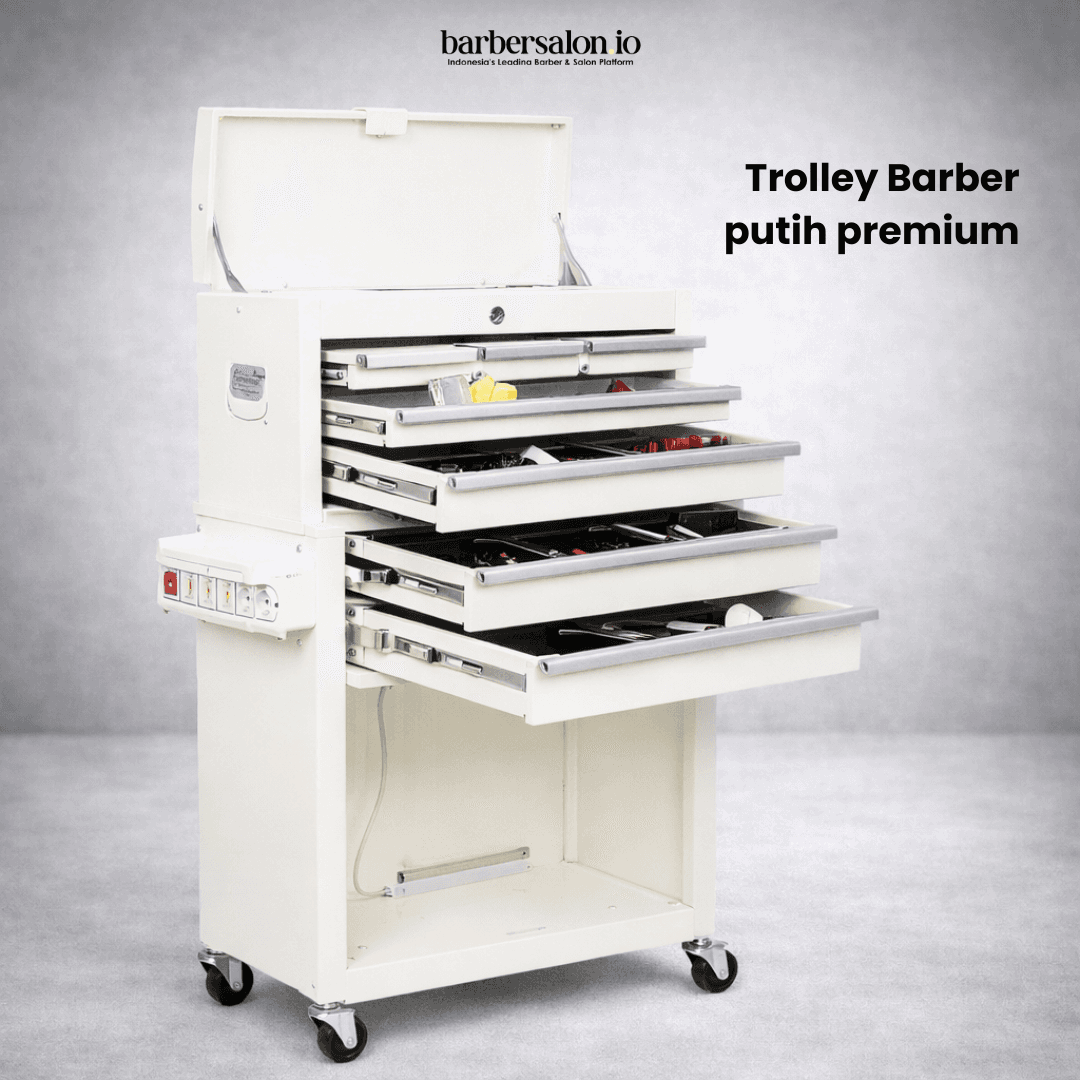 Trolley Barber Putih premium