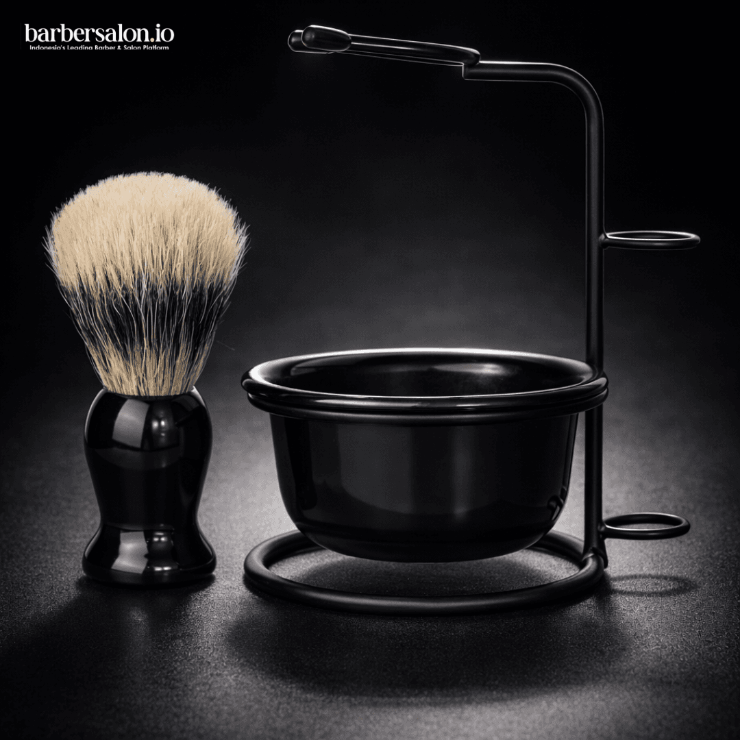 Kuas cukur barbershop 1 set mangkok & kuas