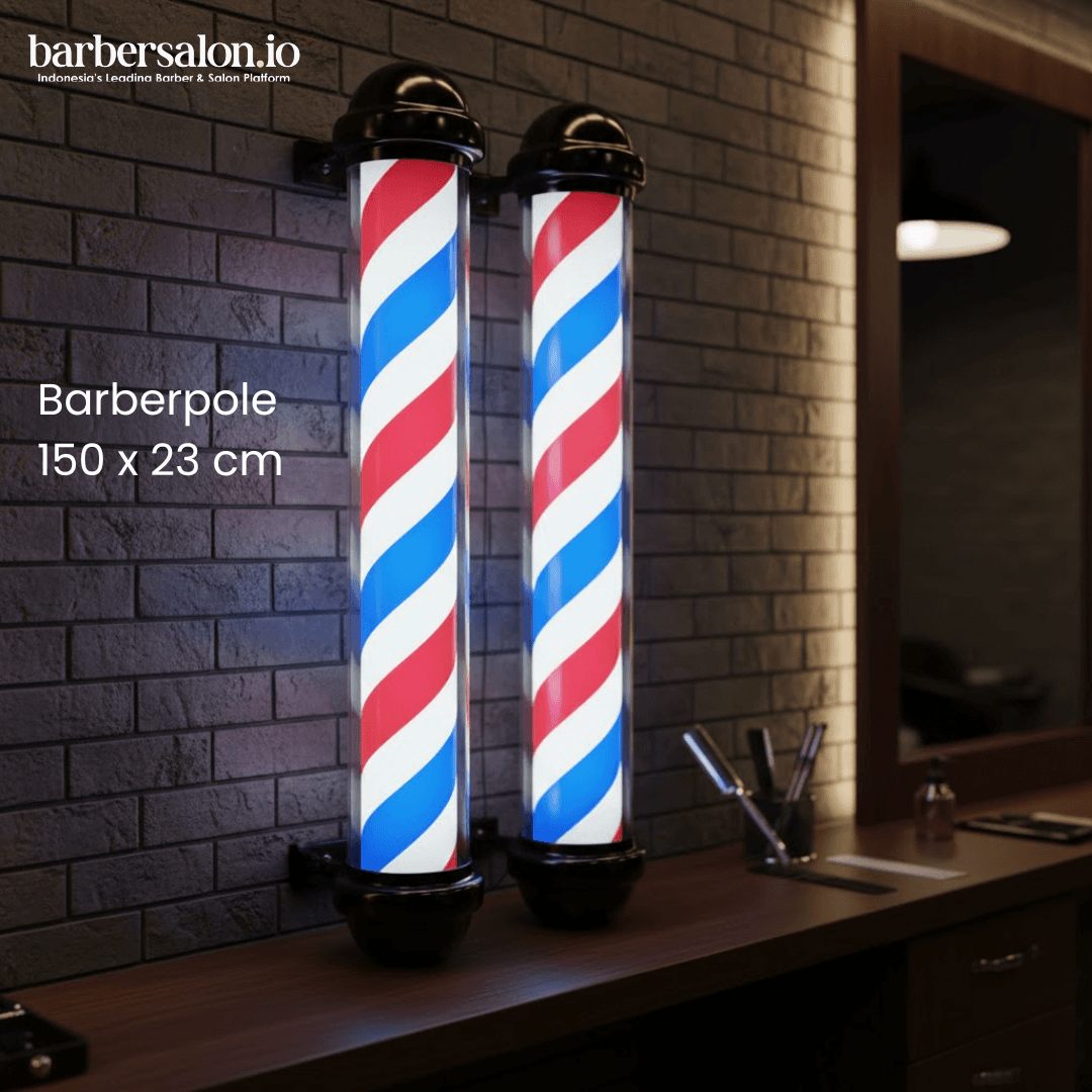 Barber Pole Lamp LED Premium 150x23 cm Lampu Tiang Barber Klasik Merah Putih Biru