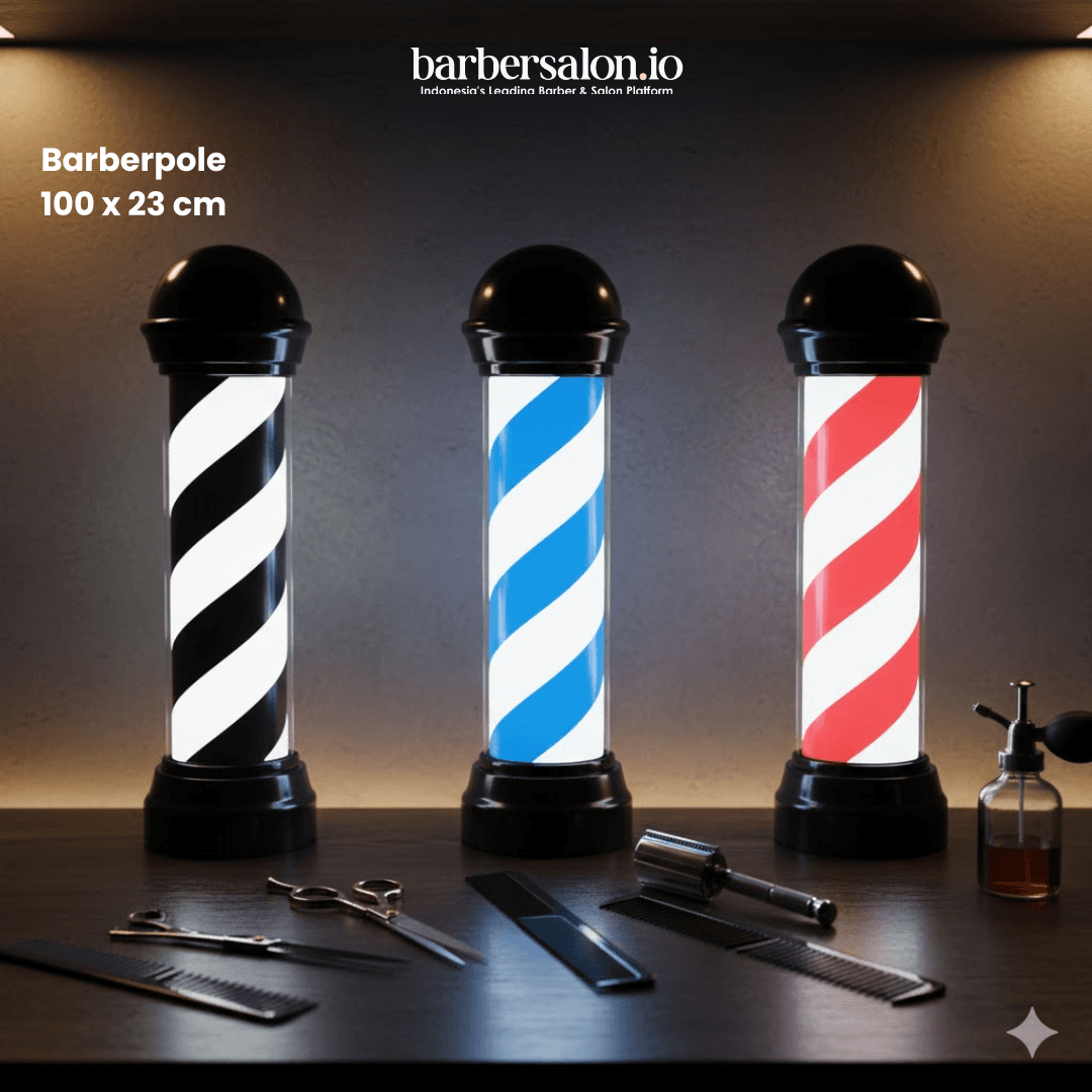Barberpole LED Classic 100x23 cm Lampu Putar Barbershop Premium