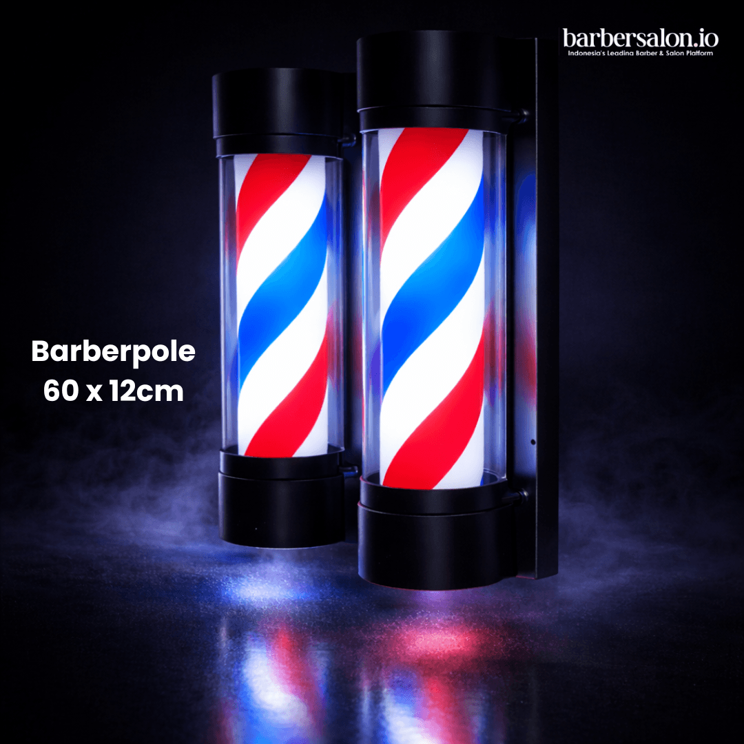 Barber Pole Lamp LED Premium 60×12 cm Lampu Tiang Barber Klasik Merah Putih Biru